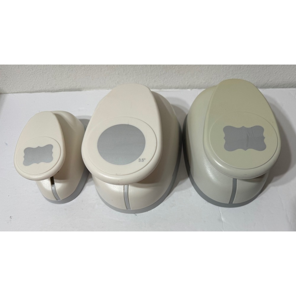 The Paper Studio Lever Paper Punch LOT 3pc 3.5 Inch Circle and Decorative Labels - Picture 7 of 7